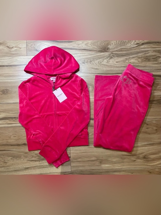 Juicy Couture Pants - JUICY COUTURE Velour OG Bling Tracksuit Hoodie Pant Set Watermelon Pink Medium